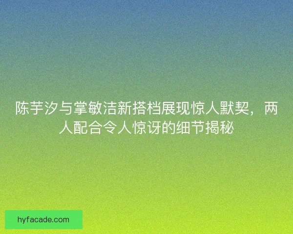 陈芋汐与掌敏洁新搭档展现惊人默契，两人配合令人惊讶的细节揭秘